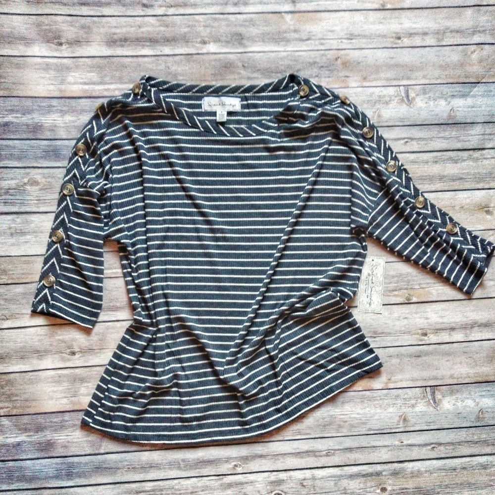 French Laundry | striped top with button accents